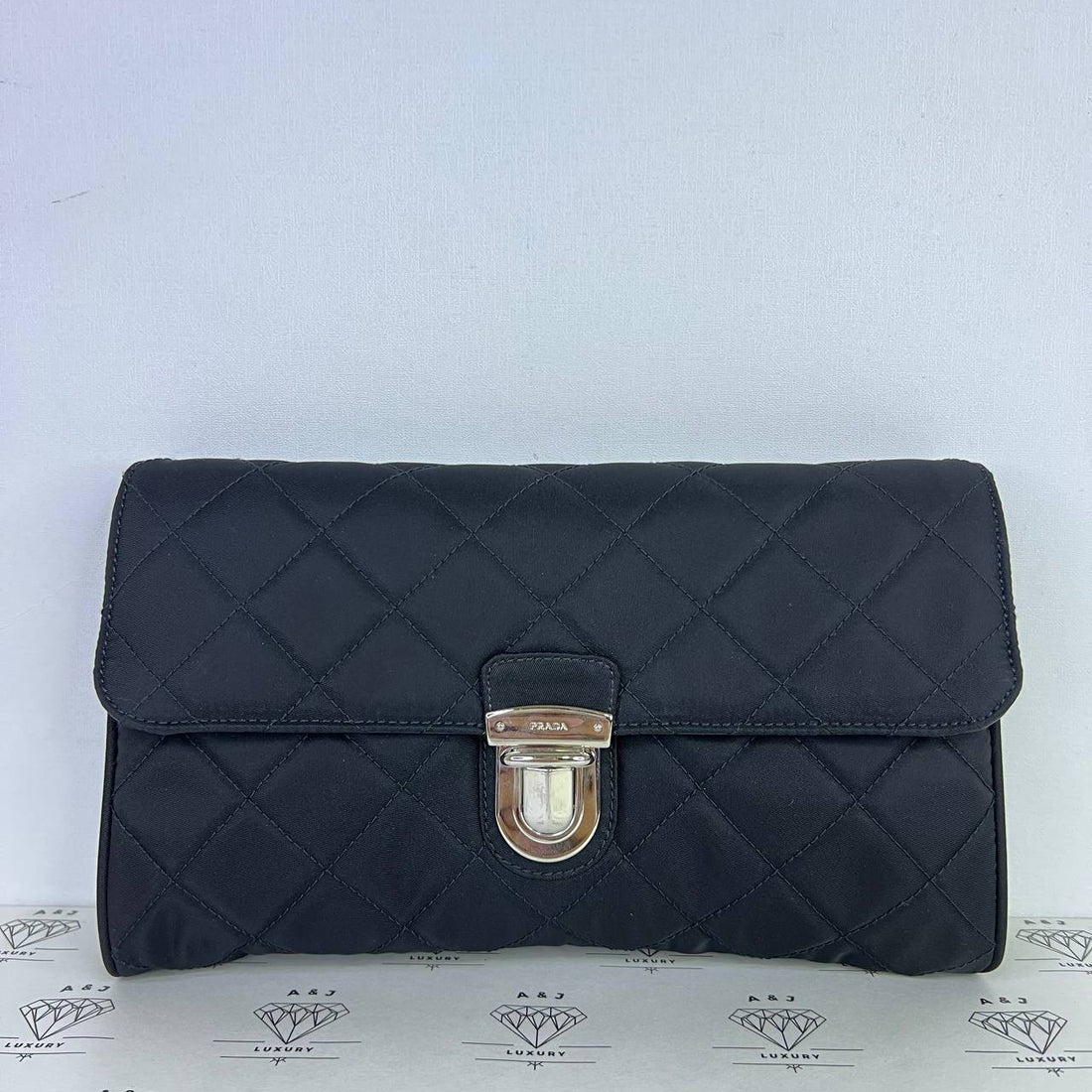 [PRE LOVED] Prada 1BH584 Tessuto Impuntu Flap Bag in Black SHW