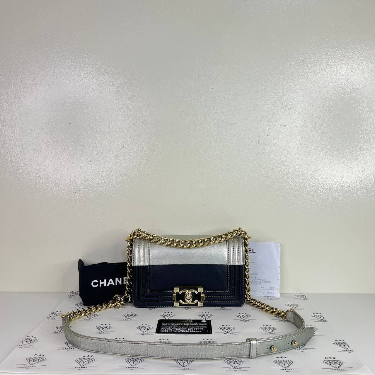 [PRE LOVED] Chanel Small Leboy Bicolor in Gold/Black Calfskin Leather GHW (Series 21)