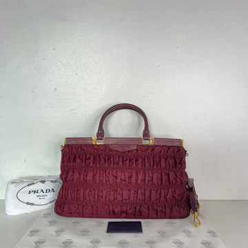 [PRE LOVED] Prada B2803Z Tessuto Gaufre Sling in Granato GHW