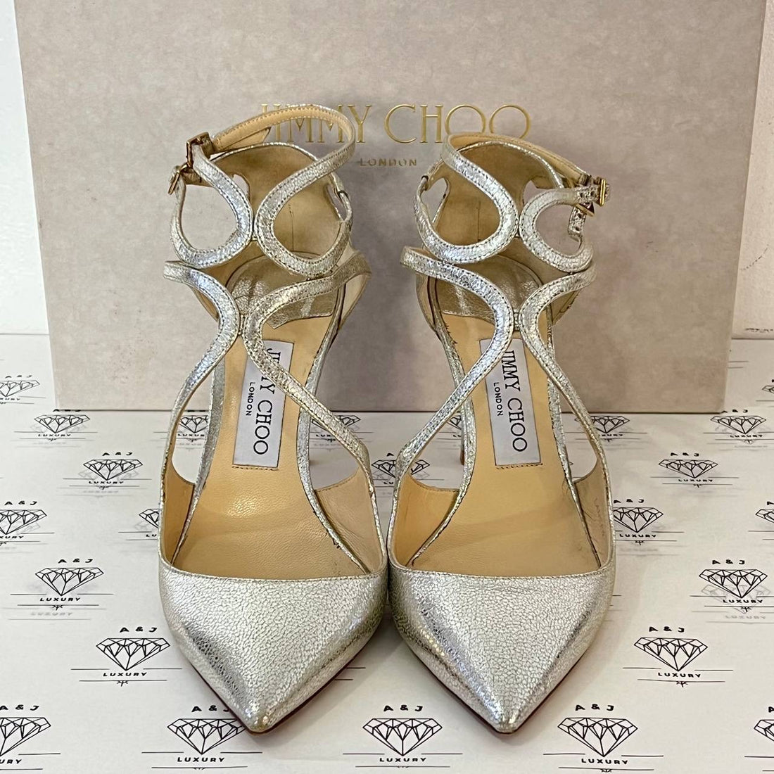 [PRE LOVED] Jimmy Choo Lancer 100 in Silver Size 37.5EU