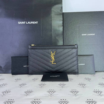 [PRE LOVED] YSL Monogram Bill Pouch in Black Grain De Poudre Leather GHW