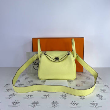 [PRE LOVED] Hermes Mini Lindy in Jaune Milton Clemence Leather PHW (Stamp W - 2024)