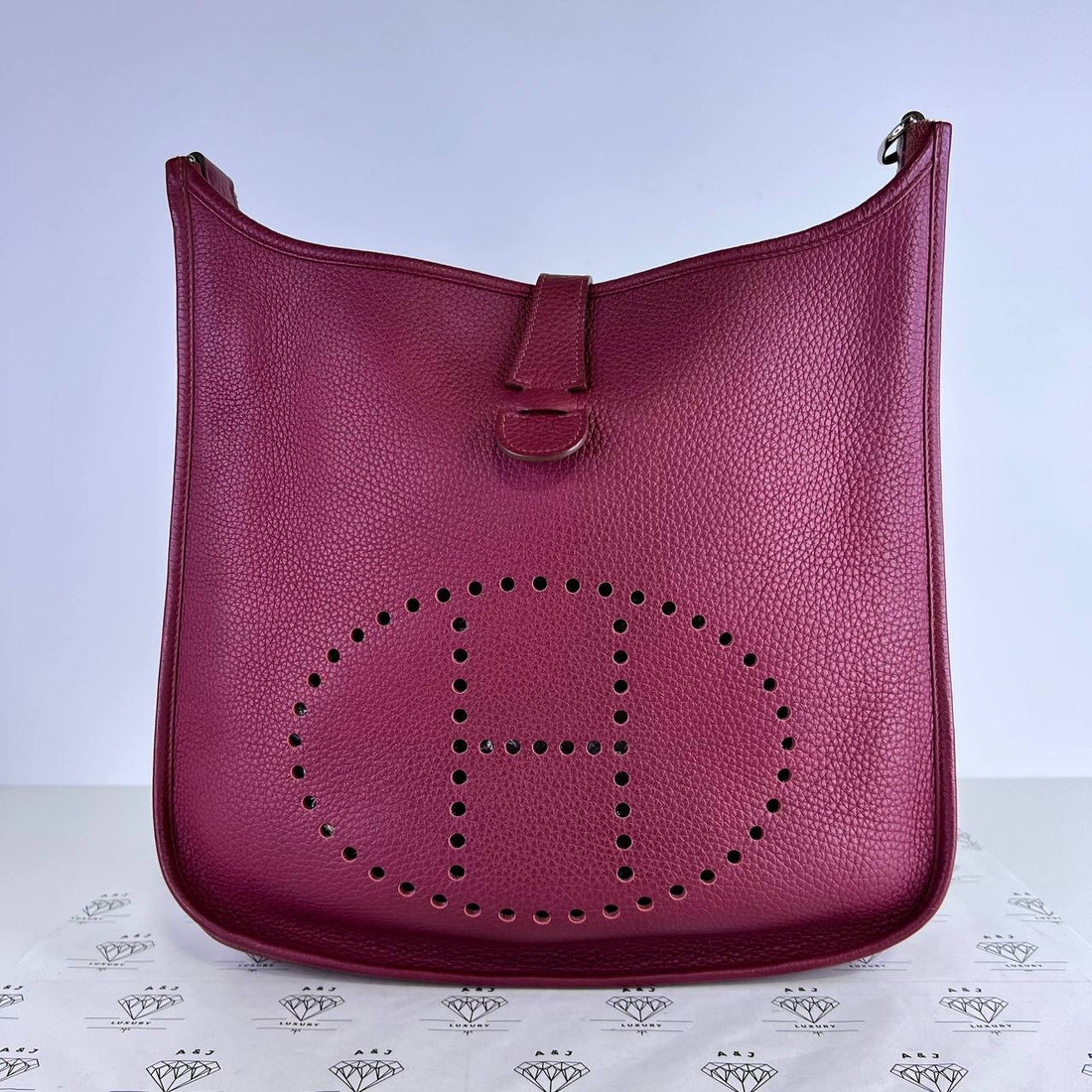 [PRE LOVED] Hermes Evelyne GM III 33 in Rubis Clemence Leather SHW (Stamp P Square - 2012)