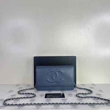 [PRE LOVED] Chanel Timeless Wallet on Chain in Blue Caviar Leather SHW (Series 17)