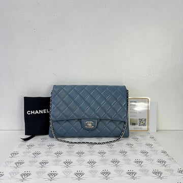 [PRE LOVED] Chanel Single Flap Shoulder Bag in Blue Lambskin Leather SHW (Series 17)