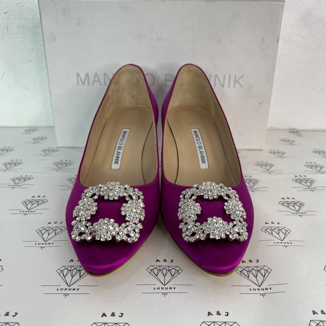 [PRE LOVED] Manolo Blahnik Hangisi 50MM Heels in Purple Size 38EU