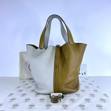 [PRE LOVED] Hermes Picotin 26 in Gris Perle/Kraft Clemence Leather PHW (Stamp Q Square - 2013)