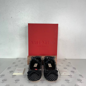 [PRE LOVED] Valentino Rockstud Ankle Strap Ballerina Flats in Black Size 35.5EU