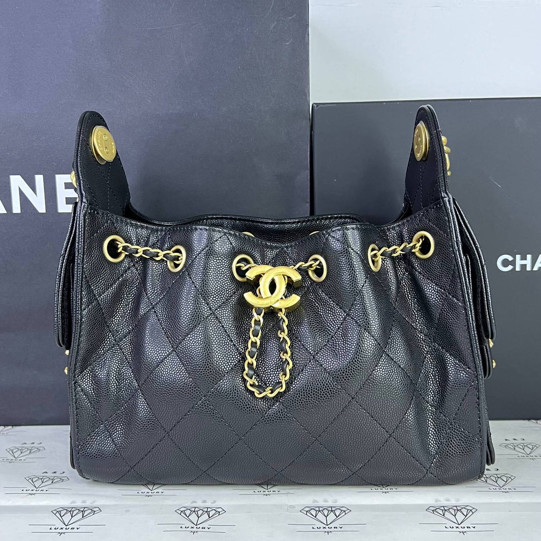 [PRE LOVED] Chanel Mini C25 in Black Caviar GHW (microchipped)
