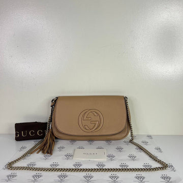 [PRE LOVED] Gucci Soho Chain Crossbody Bag in Beige GHW