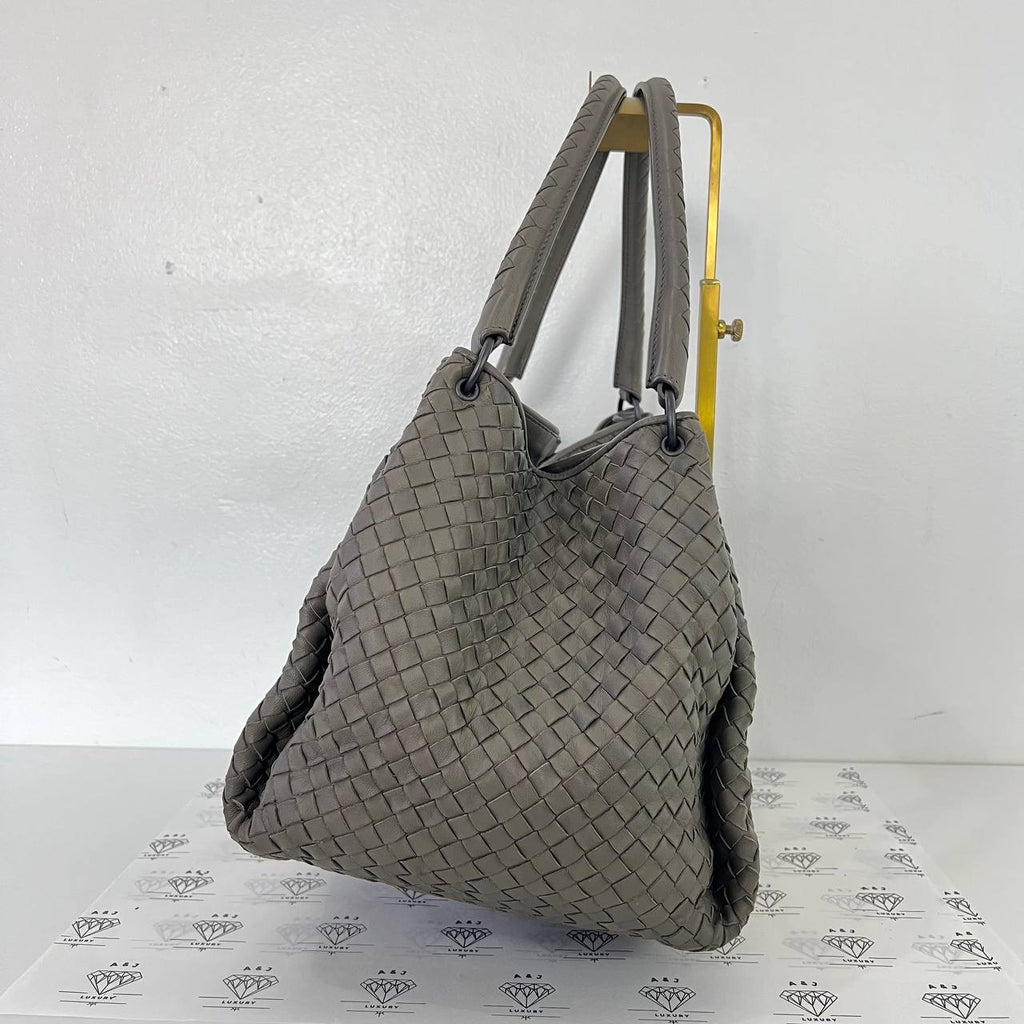 [PRE LOVED] Bottega Veneta Parachute Nappa Intrecciato Bag in Gray