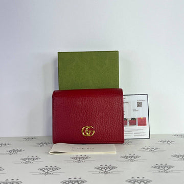 [PRE LOVED] Gucci Marmont Compact Flap Wallet in Red GHW