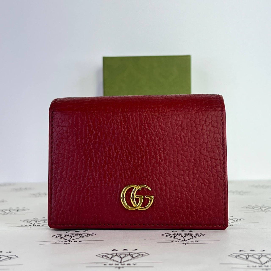 [PRE LOVED] Gucci Marmont Compact Flap Wallet in Red GHW