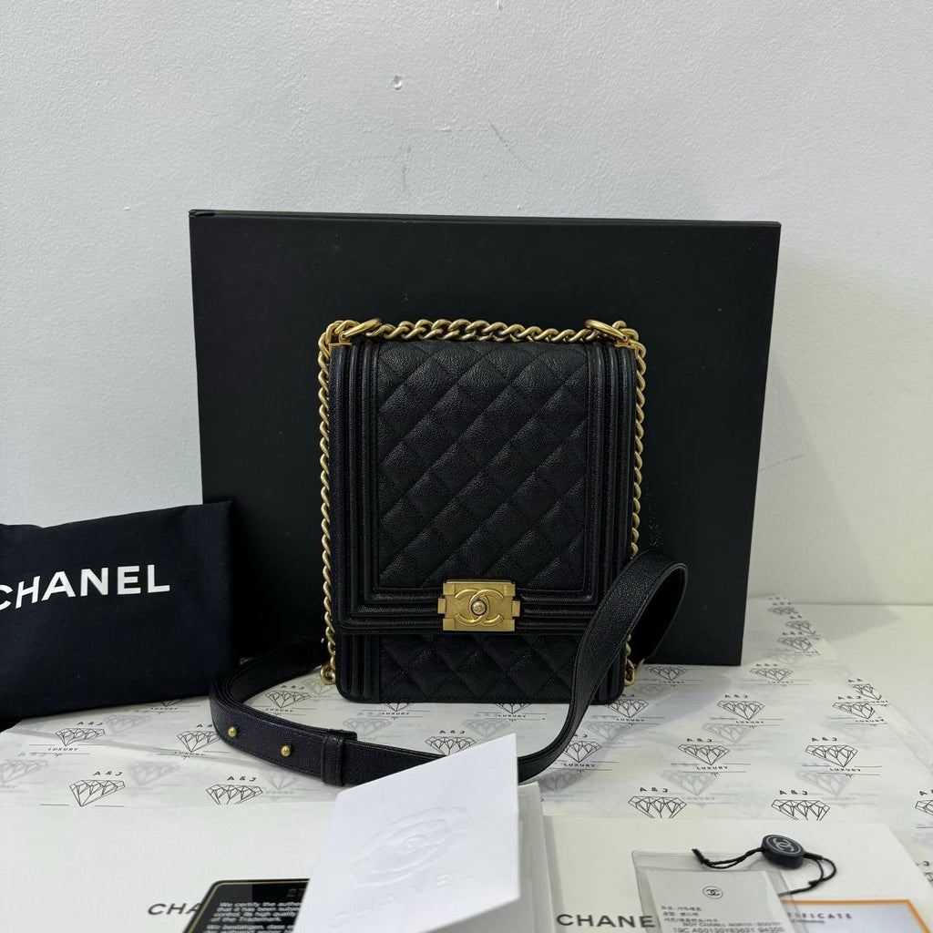[PRE LOVED] Chanel North South Leboy in Black Caviar Aged Gold HW (Series 27)