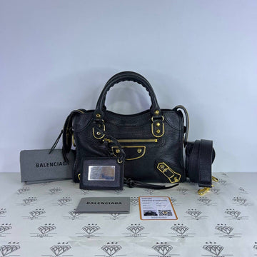 [PRE LOVED] Balenciaga Mini City Metallic Edge in Black GHW