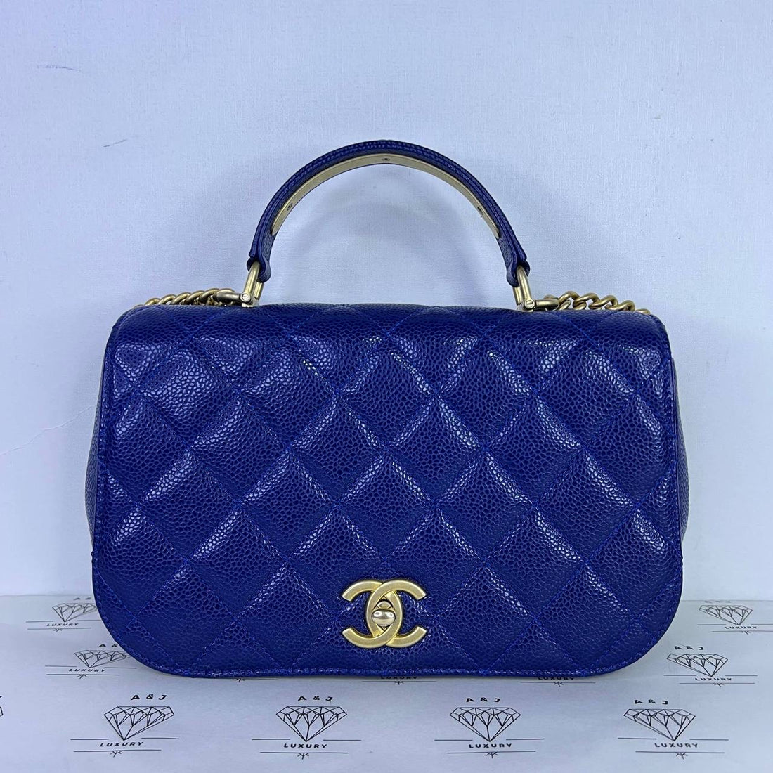 [PRE LOVED] Chanel Carry Around Flap Bag in Blue Caviar Leather GHW (Series 24)