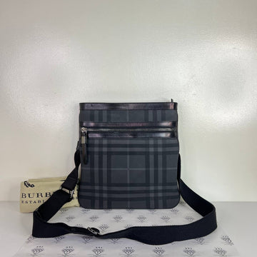 [PRE LOVED] Burberry Men's Messenger Bag in Black Smoked Check
