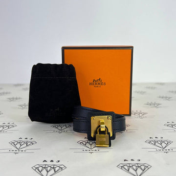 [PRE LOVED] Hermes O'Kelly Double Tour Bracelet in Black Swift Leather GHW Size T1 (Stamp Y - 2020)