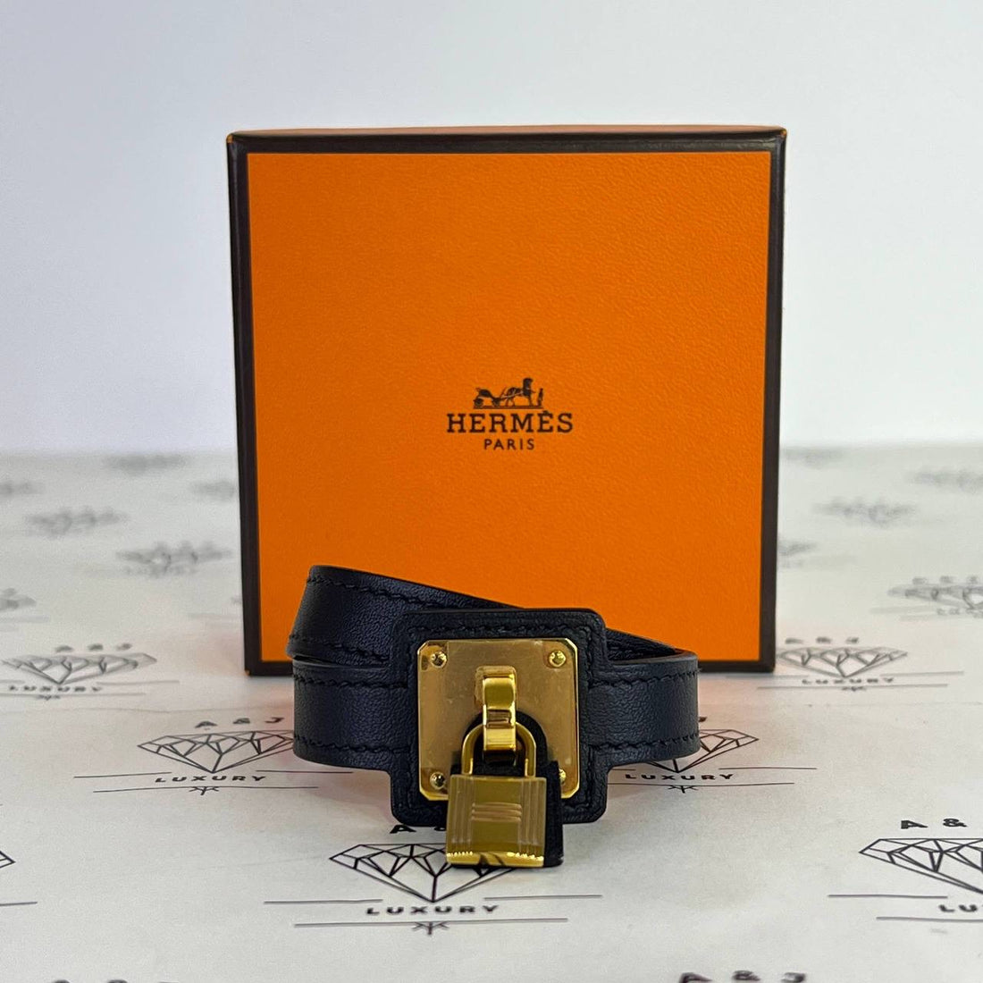 [PRE LOVED] Hermes O'Kelly Double Tour Bracelet in Black Swift Leather GHW Size T1 (Stamp Y - 2020)