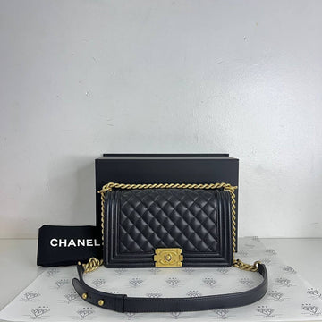 [PRE LOVED] Chanel Old Medium Leboy in Black Caviar GHW (microchipped)
