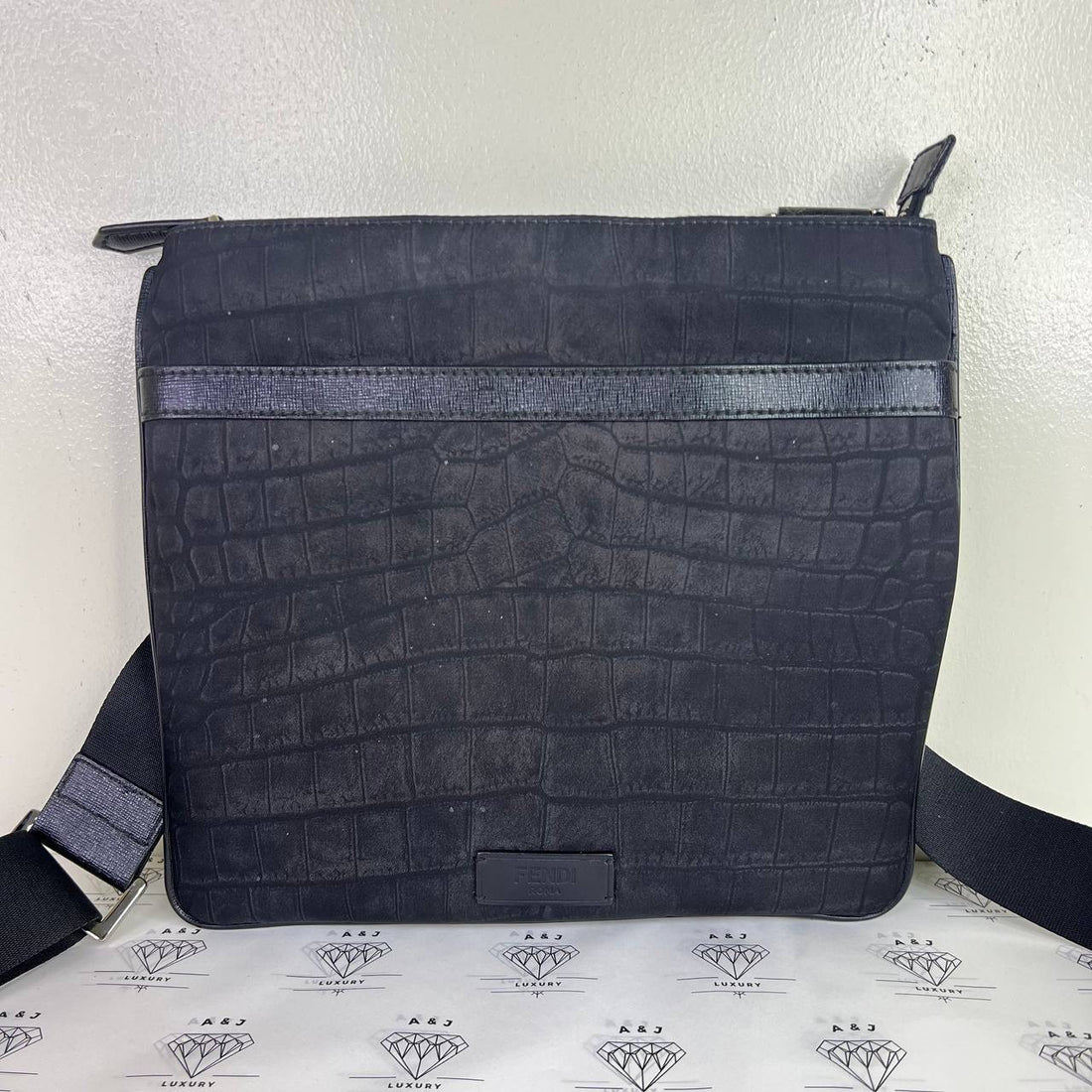 [PRE LOVED] Fendi Men's Messenger Bag in Black Nylon Leather