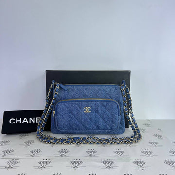 [PRE LOVED] Chanel 26P Collection Camera Bag with Chain in Denim Light Gold HW (microchipped)