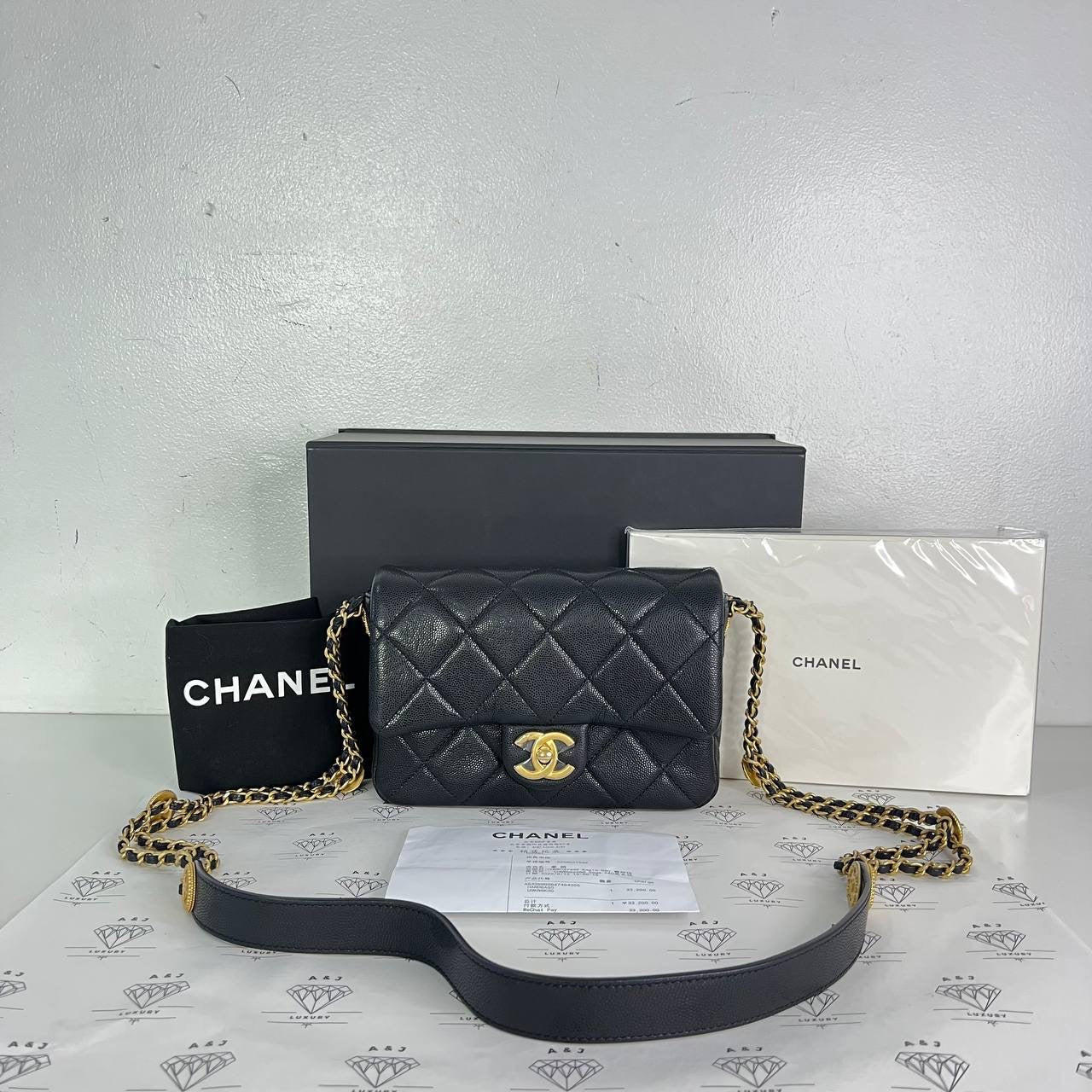 [PRE LOVED] Chanel Seasonal Mini Coin Flap Bag in Black Caviar GHW (microchipped)
