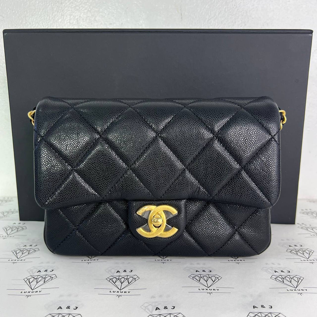 [PRE LOVED] Chanel Seasonal Mini Coin Flap Bag in Black Caviar GHW (microchipped)