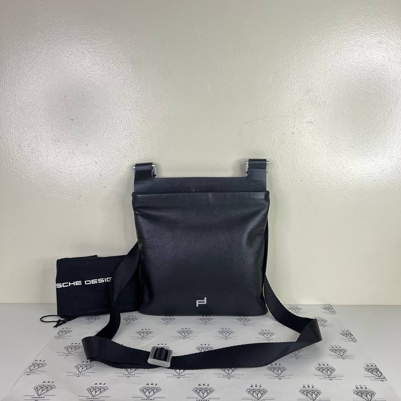 [PRE LOVED] Porche Design Men's Messenger Bag in Black SHW