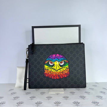 [PRE LOVED] Gucci Supreme Bestiary Eagle Clutch in Black SHW