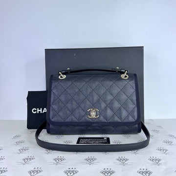 [PRE LOVED] Chanel Seasonal Top Handle Flap Bag in Dark Blue Caviar Leather SHW (Series 25)