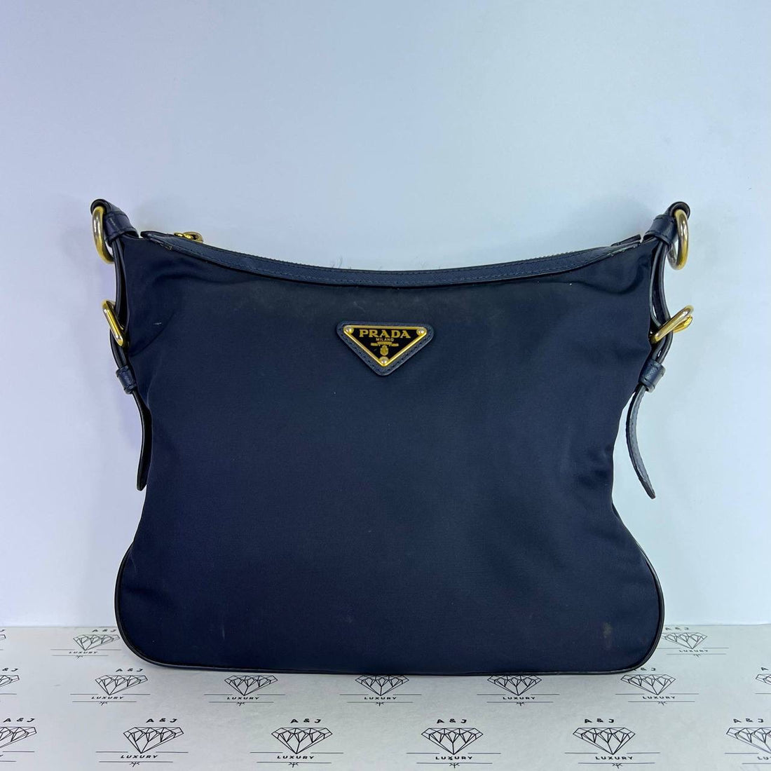 [PRE LOVED] Prada BT0706 Nylon Zip Sling Bag in Blue GHW