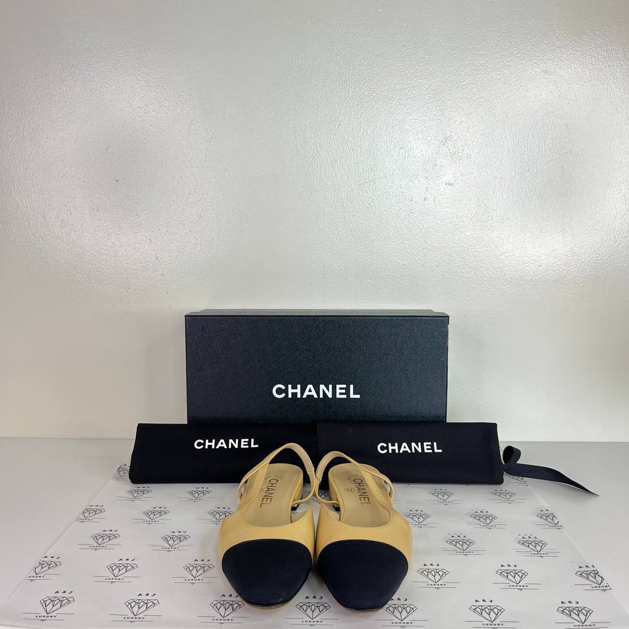 [PRE LOVED] Chanel Slingback Flats in Beige Size 36.5EU