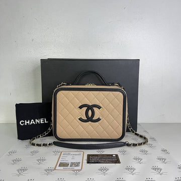 [PRE LOVED] Chanel Large Vanity Filigree in Beige Caviar Leather GHW (Series 30)