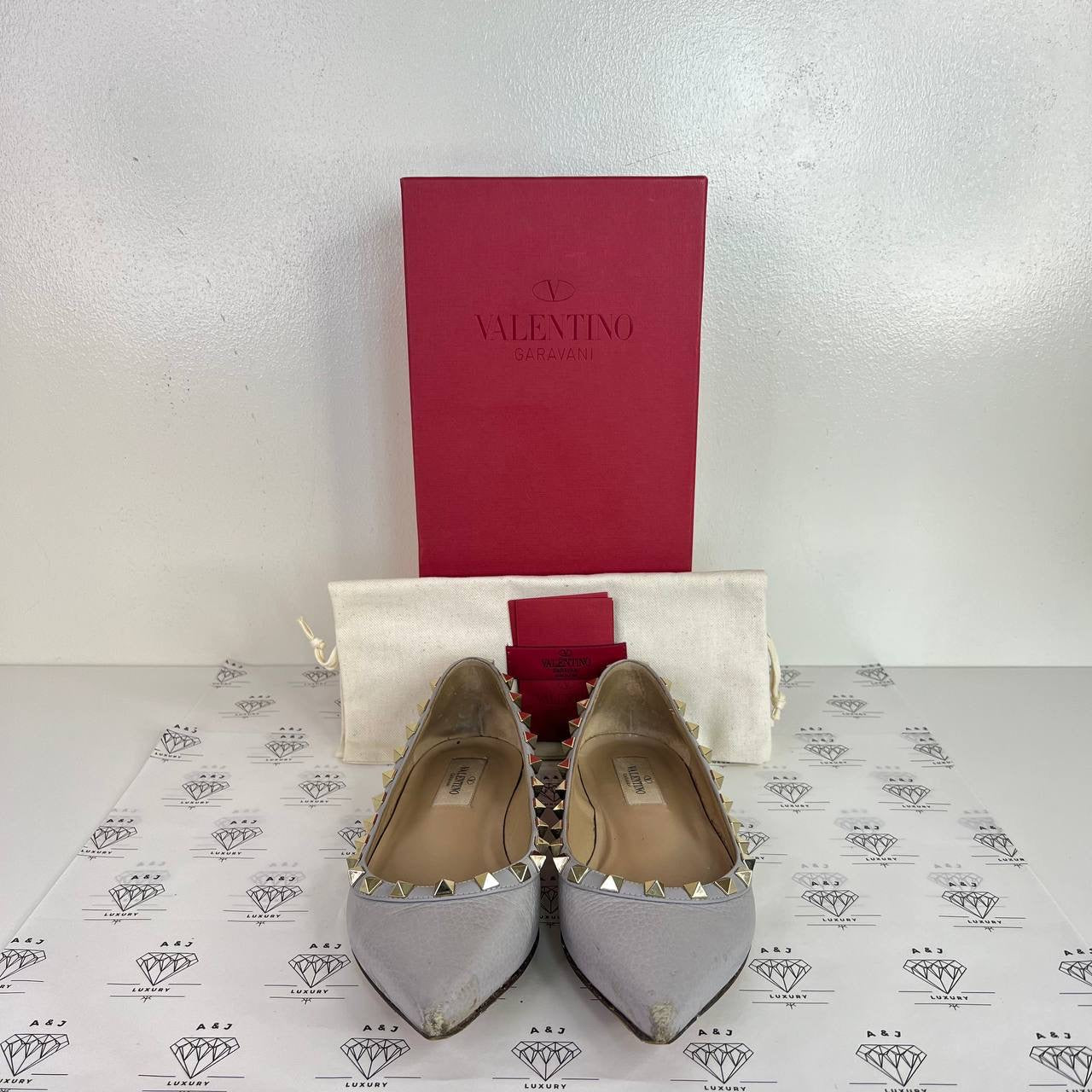 [PRE LOVED] Valentino Rockstud Flats in Blue Size 36EU