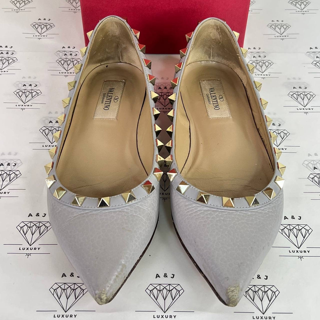 [PRE LOVED] Valentino Rockstud Flats in Blue Size 36EU