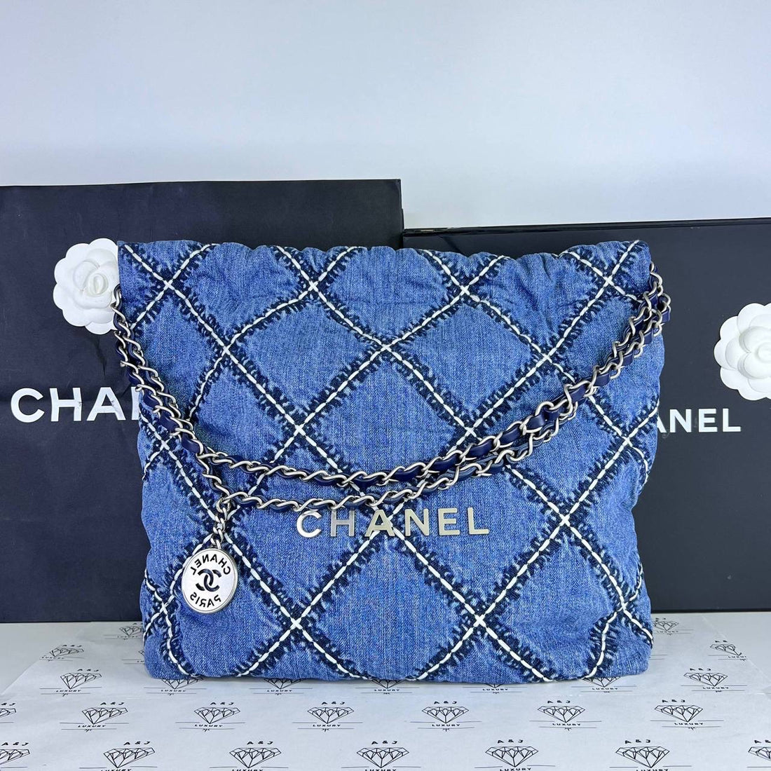 [PRE LOVED] Chanel Small C22 in Denim Stitched SHW (microchipped)