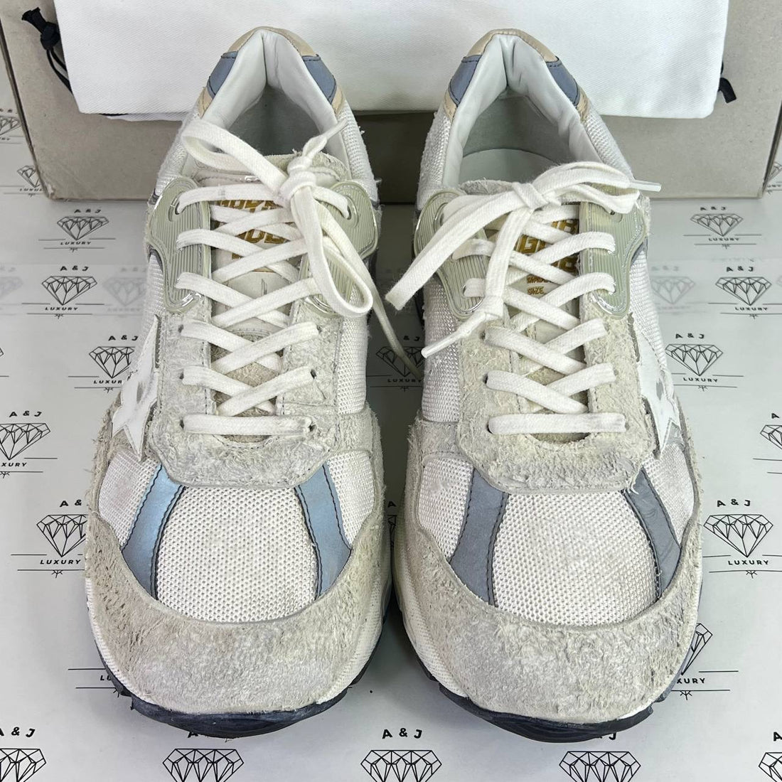 [PRE LOVED] Golden Goose Dad Star Sneakers in White/Silver Size 43EU