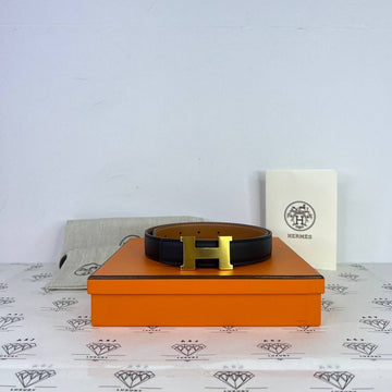 [BRAND NEW] Hermes H Reversible Belt in Black/Gold Swift/Epsom Leather GHW Size 65 (Stamp B - 2023)