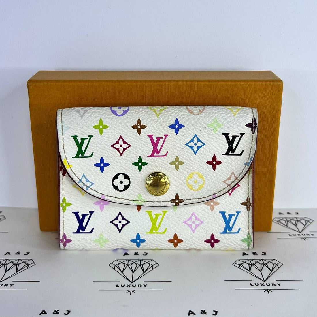 [PRE LOVED] Louis Vuitton Rosalie Coin Purse Murakami in White Multicolor Canvas GHW (CA0068)