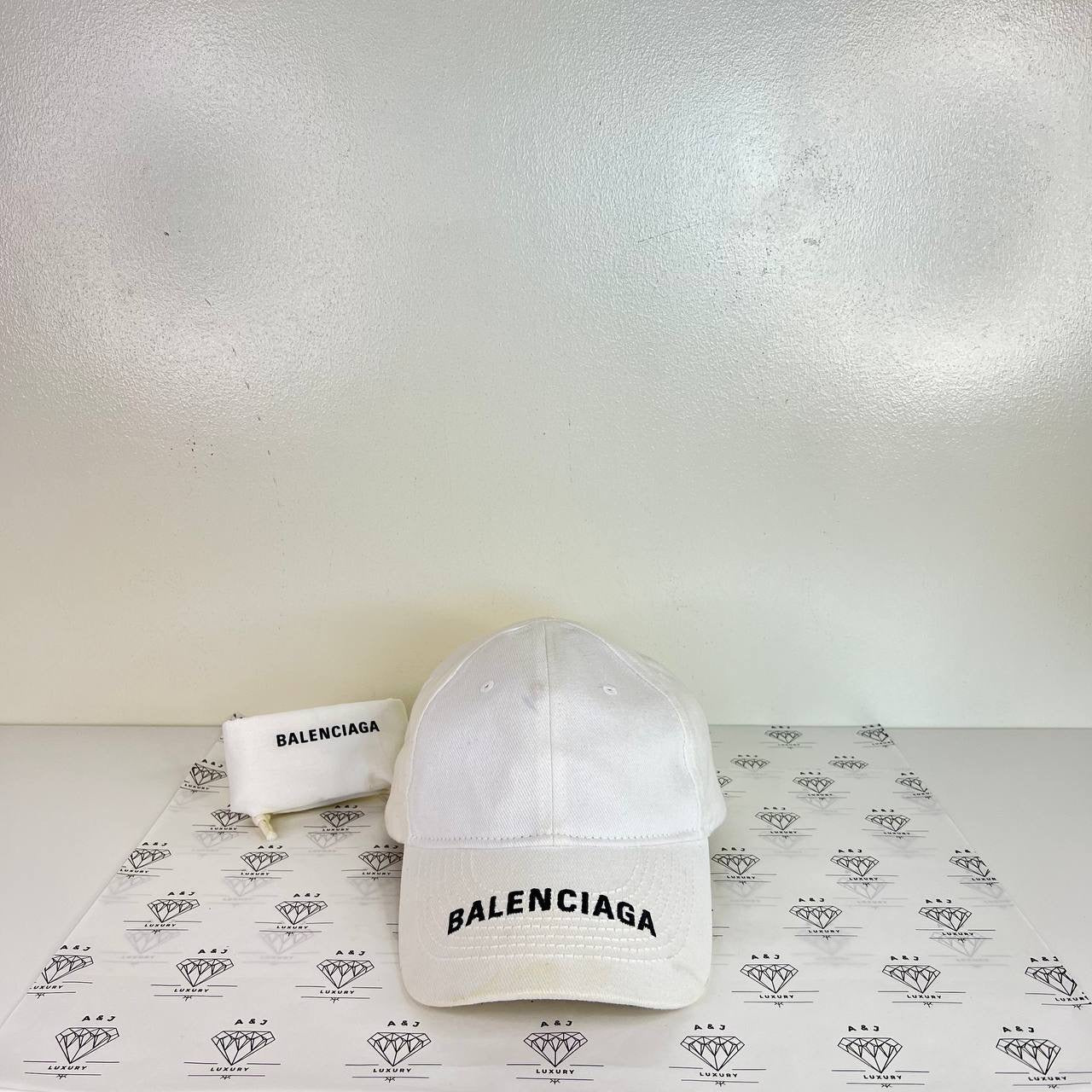 [PRE LOVED] Balenciaga Logo Cap in White Size Large (59cms)