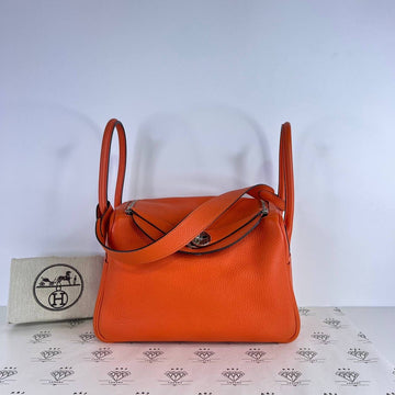 [PRE LOVED] Hermes Lindy 26 in Orange Clemence Leather PHW (Stamp A - 2017)