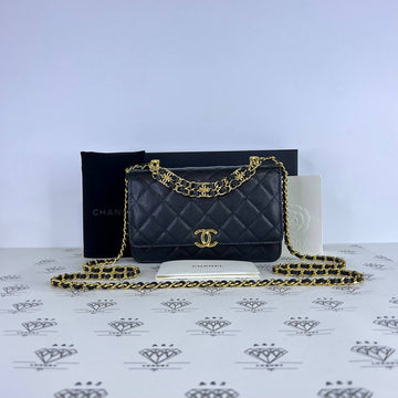 [PRE LOVED] Chanel Coco First Wallet on Chain in Black Caviar Leather GHW (microchipped)