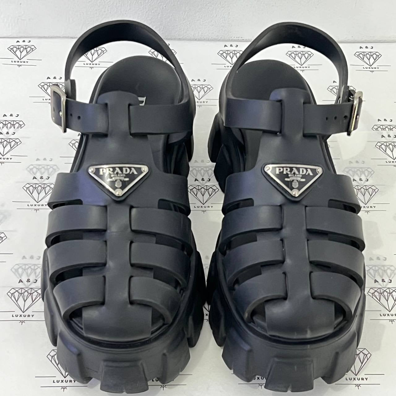 [PRE LOVED] Prada Monolith Platform Sandals in Black Size 38EU