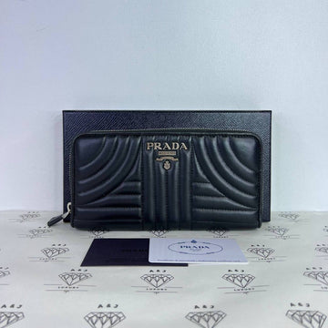 [PRE LOVED] Prada 1ML506 Long Wallet in Nero Nappa Impunture SHW