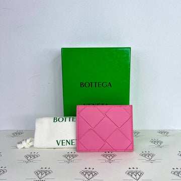 [PRE LOVED] Bottega Veneta Flat Cardholder in Pink Intrecciato Leather