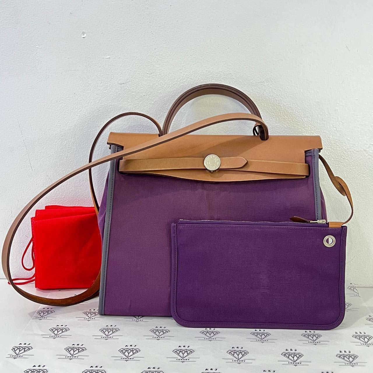 [PRE LOVED] Hermes Herbag 31 Zip in Purple Canvass and Toile PHW (Stamp P Square - 2012)