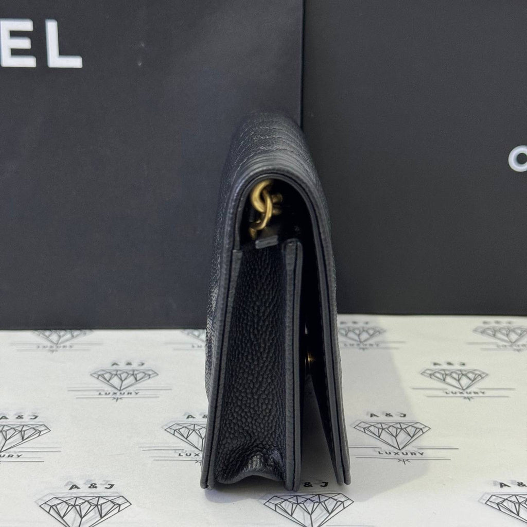 [PRE LOVED] Chanel Mini Leboy Wallet on Chain in Black Caviar Aged Gold HW (Series 31)