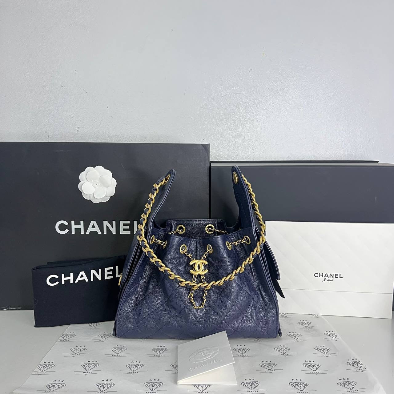 [PRE LOVED] Chanel Small C25 in Navy Blue Caviar GHW (microchipped)