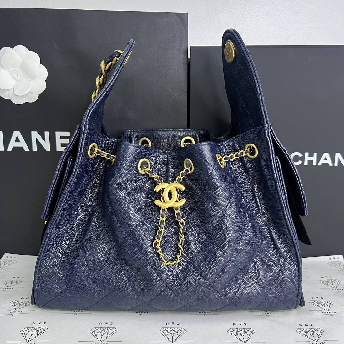 [PRE LOVED] Chanel Small C25 in Navy Blue Caviar GHW (microchipped)